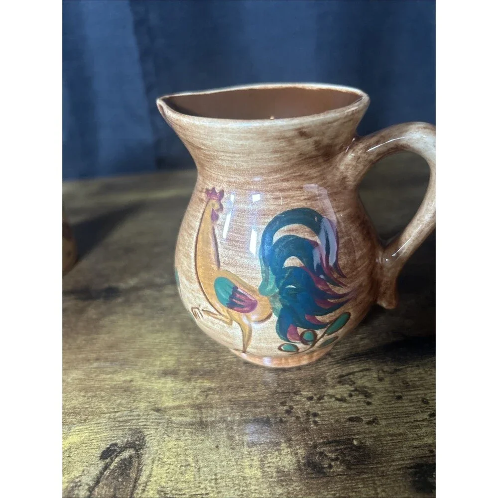 Pennsbury Pottery Rooster Cups Creamer Sugar Bowl Country Farmhouse Vintage Set